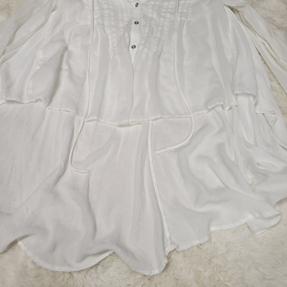Free People Dramstic High Low White Pleated Top Size S - Picture 4 of 8